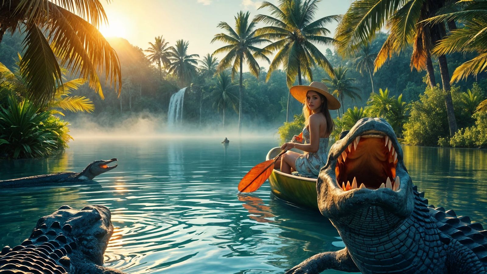 Serenade of Palms: Tranquil Waters Beneath the Gaze of Dawn