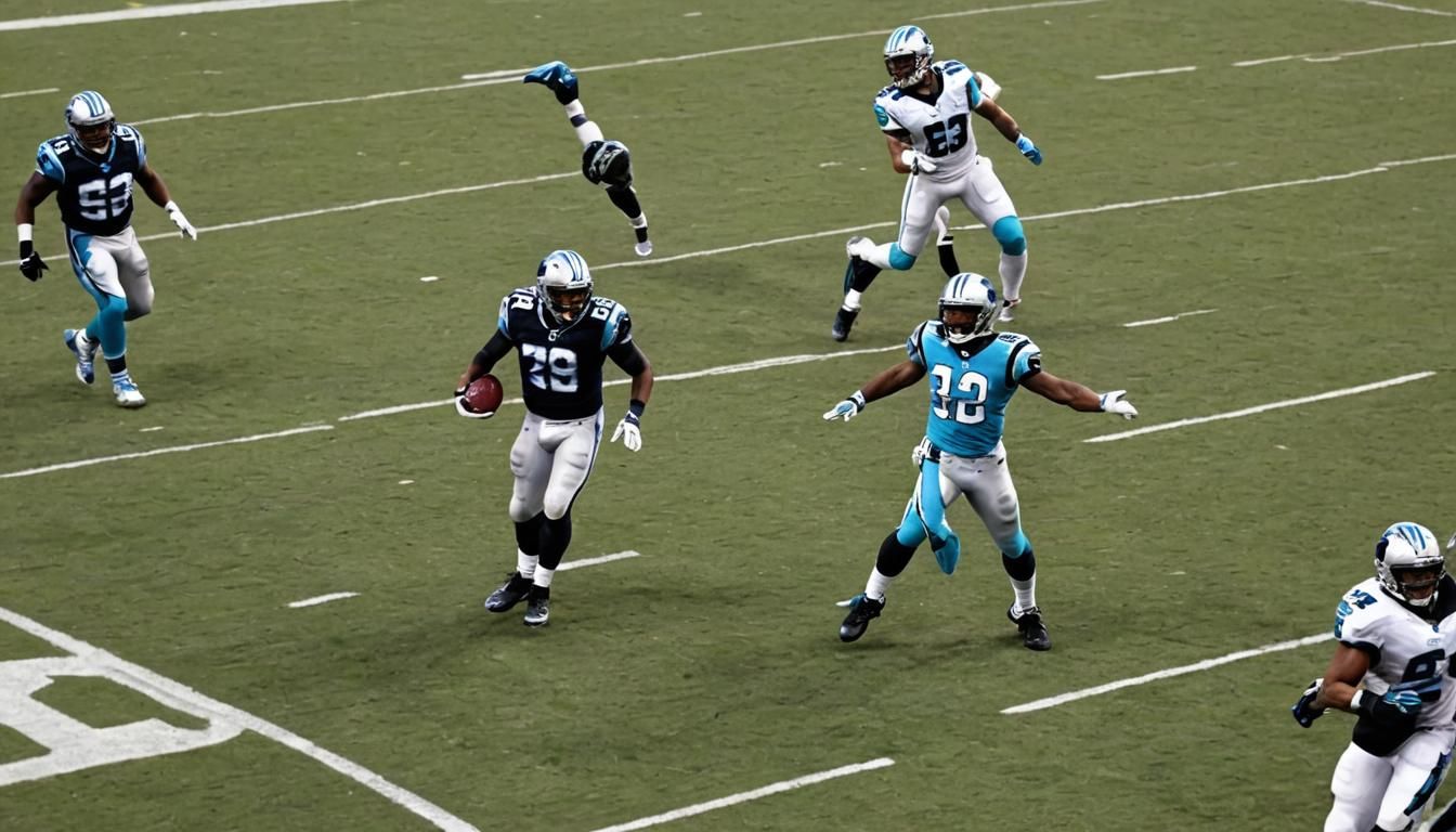 Football Action Scene with Mascot Enjoying Chicken Wings