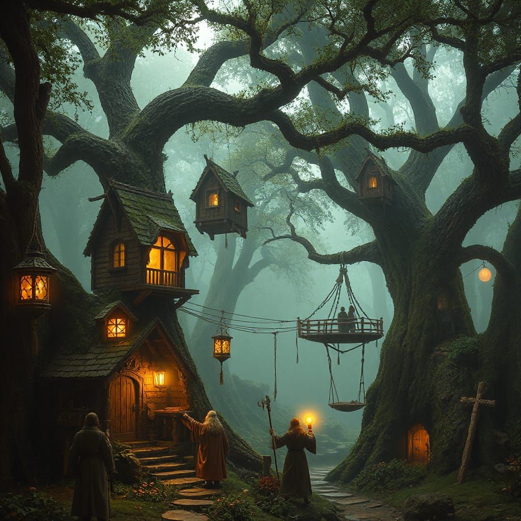 Enchanted Elven Village in Primeval Forest