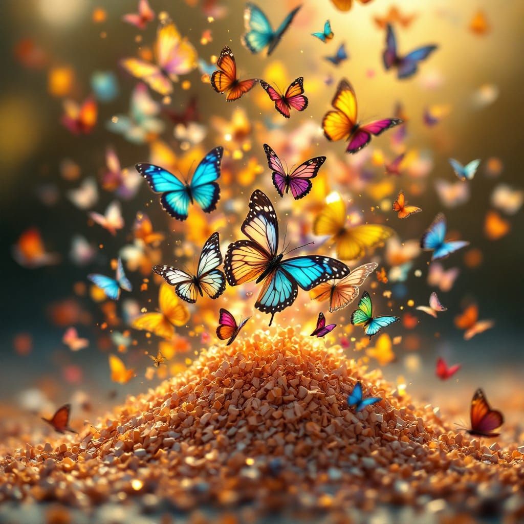 Butterflies Emerge from Pencil Shavings, Symbolizing Creativ...