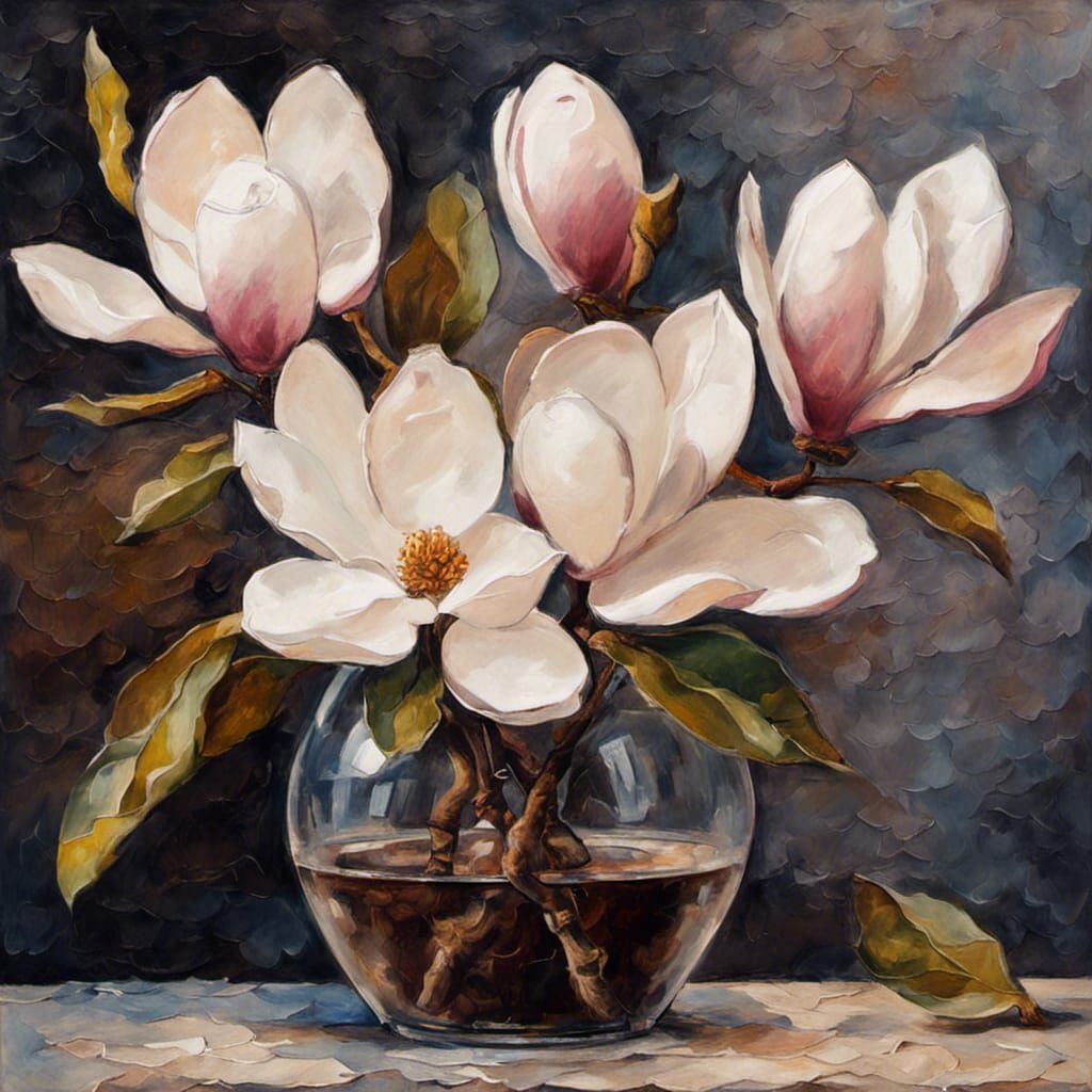 Magnificent Neo-Impressionist Still Life with Fresh Flowers...