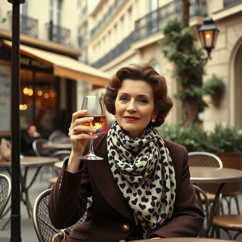 Vintage American Tourist in Paris Cafe
