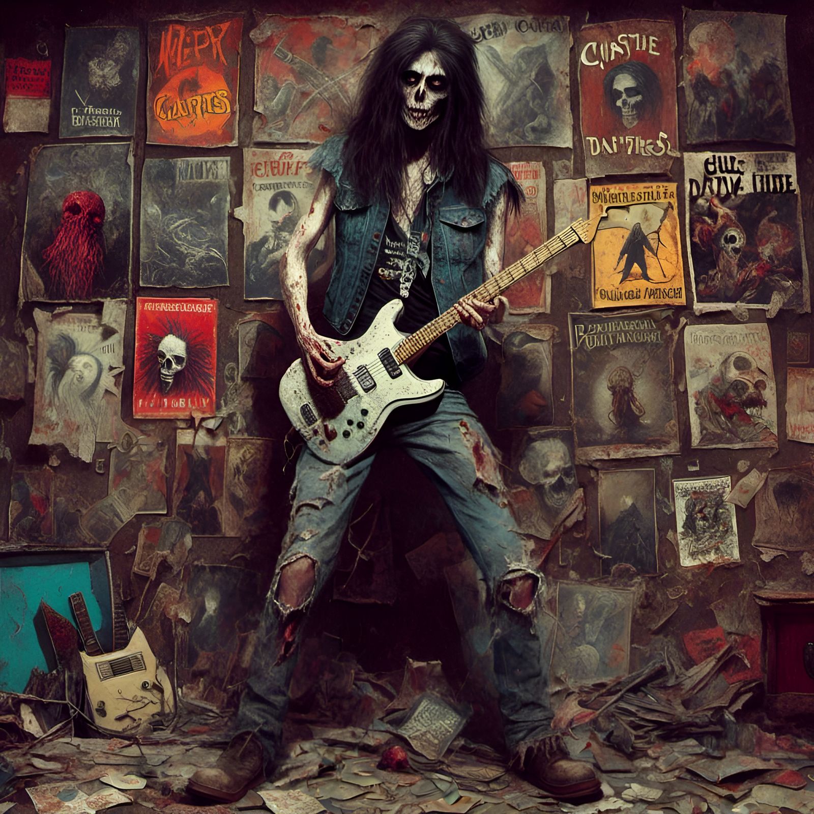 Heavy Metal Zombie in Dark, Mysterious Illustration