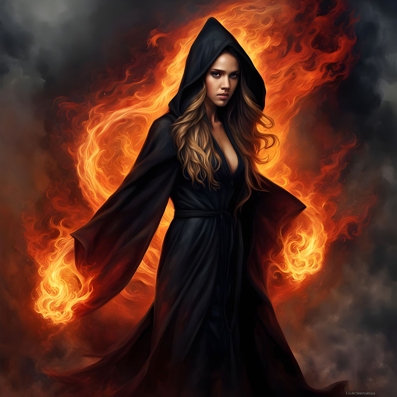 Jessica Alba as a Sorceress in Flames