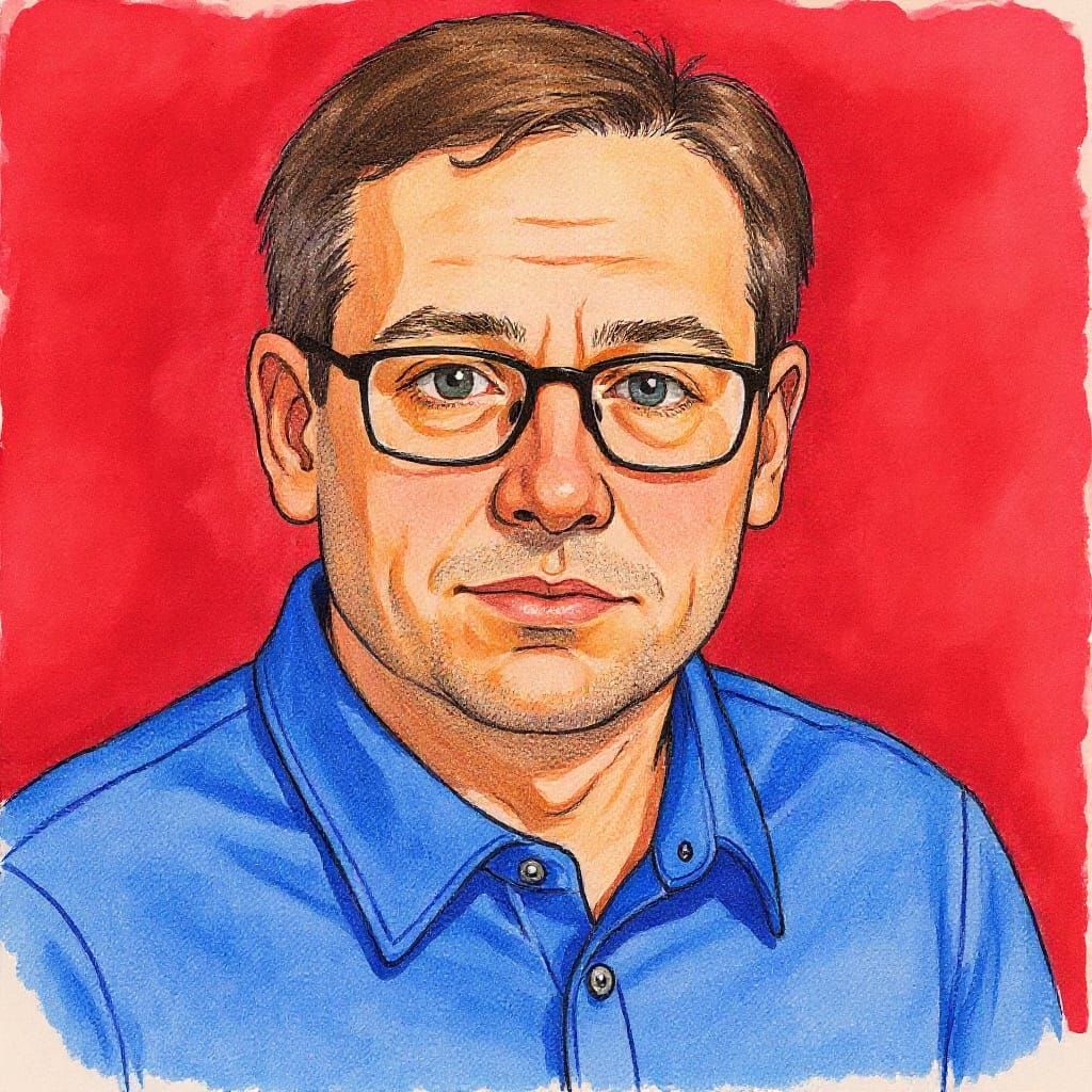 Romantic Author Portrait with Red Background