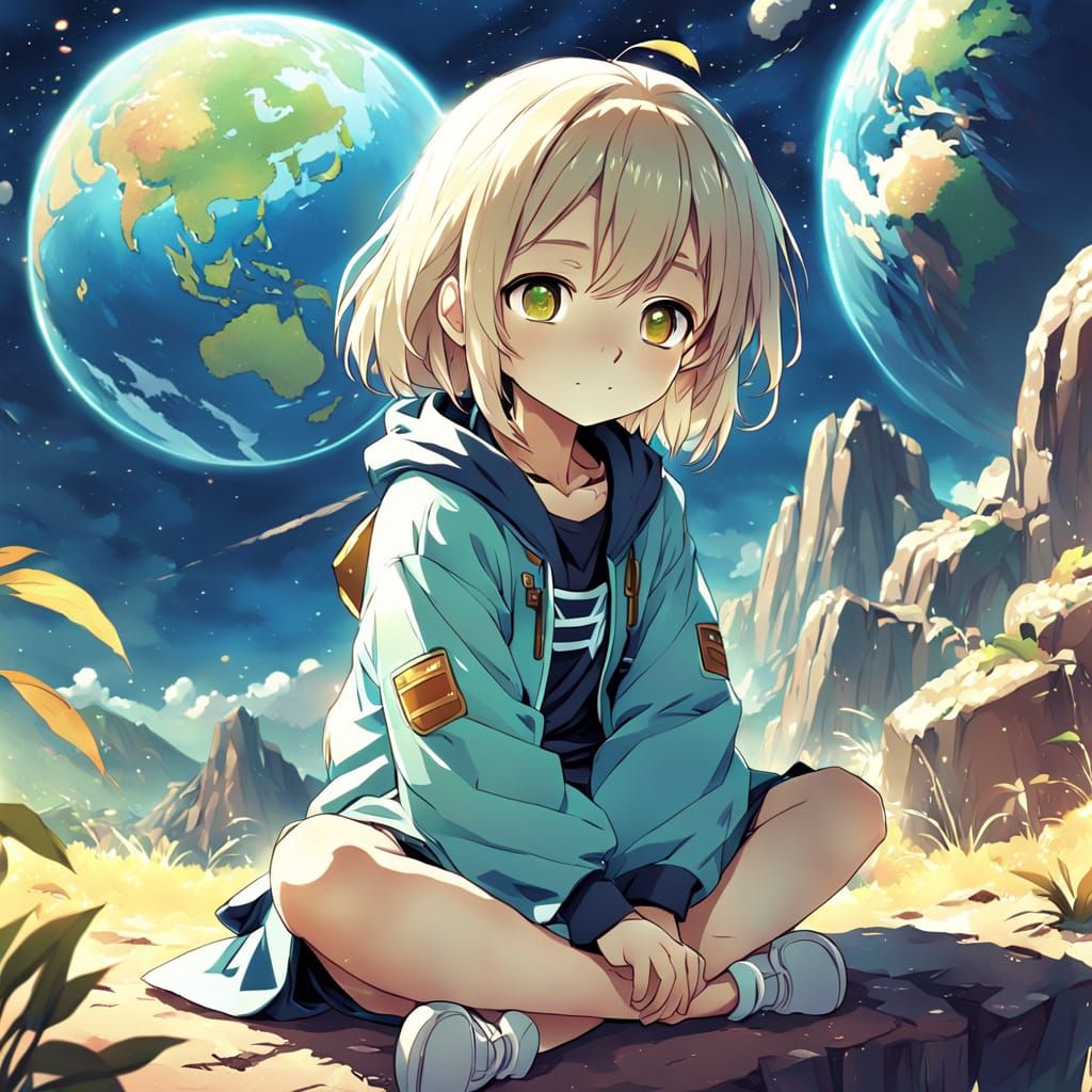 Planet Earth Character in Anime Manga Style