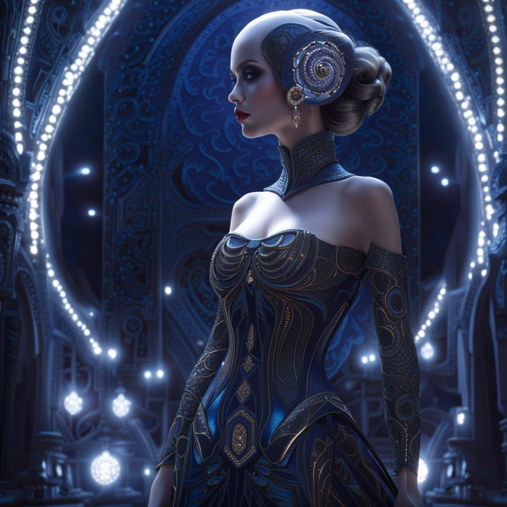 Dark Noble Goddess in Cyberpunk Dior Ball Gown