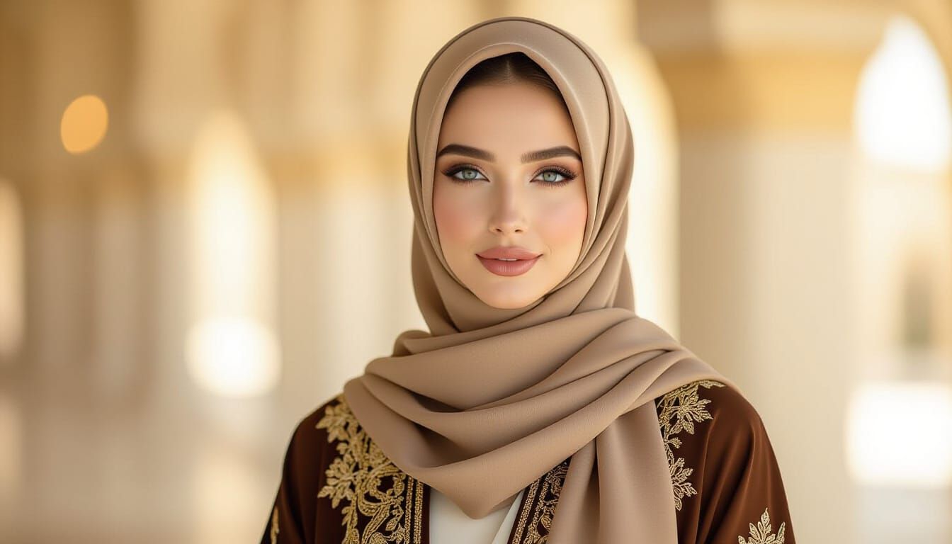 Elegant Woman in Hijab: A Royal Portrait
