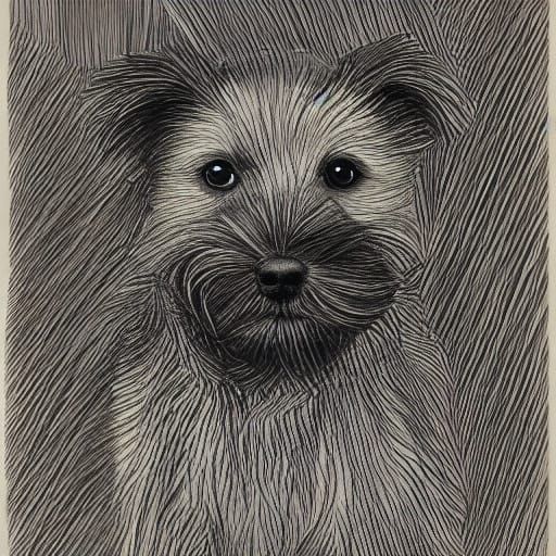 Whimsical Charcoal Portrait of a Playful Canine
