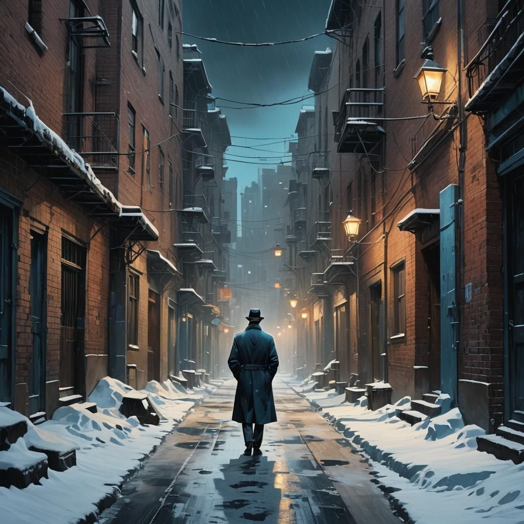 Surreal Snowy Alleyway in Film Noir Style with Jingna Zhang....