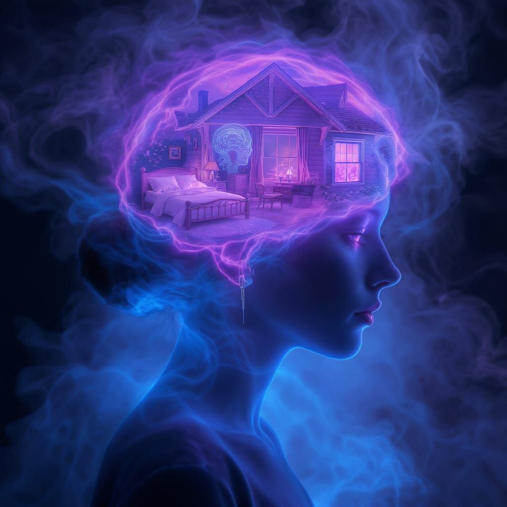 Neon Fog of Consciousness: A Cyberpunk Portrait