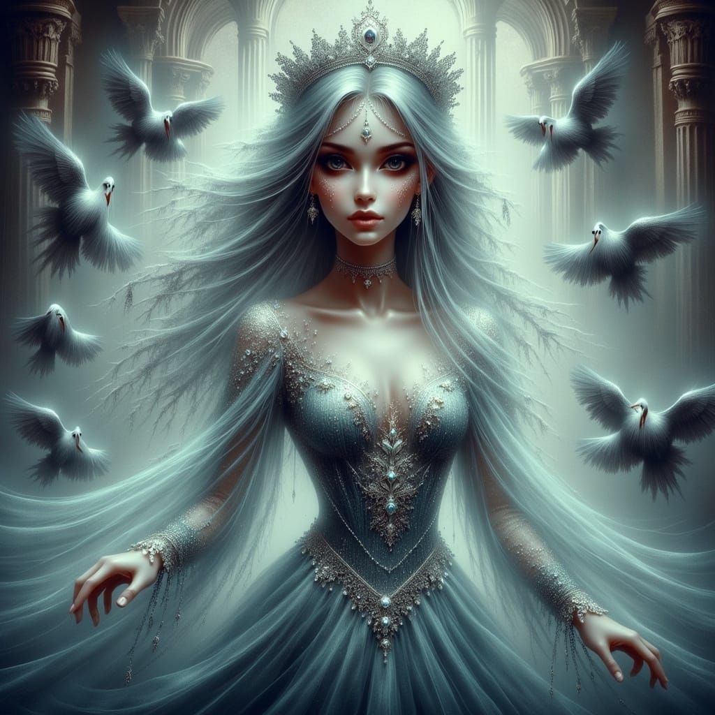 Ethereal Princess Anastasia in Ghostly Grandeur