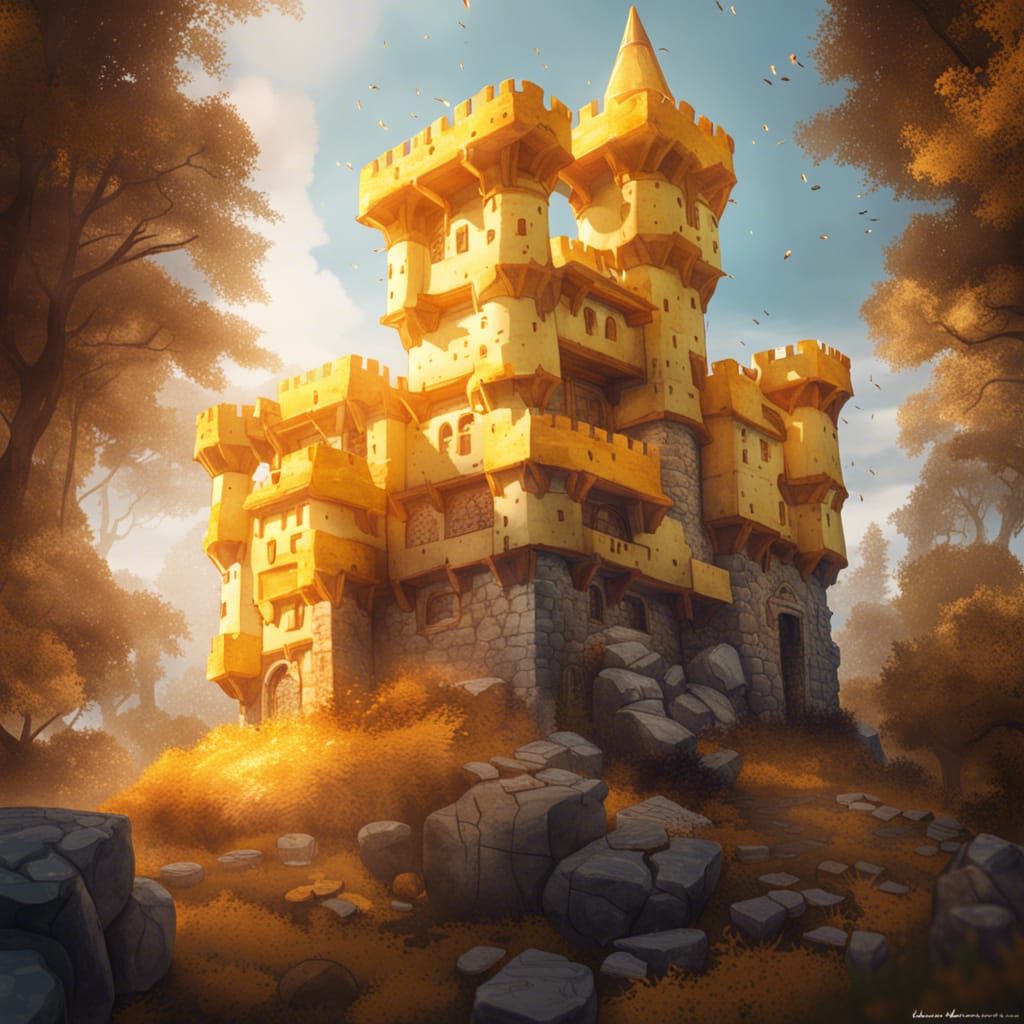 Castle Fortress Made in Vibrant Cheese Colors