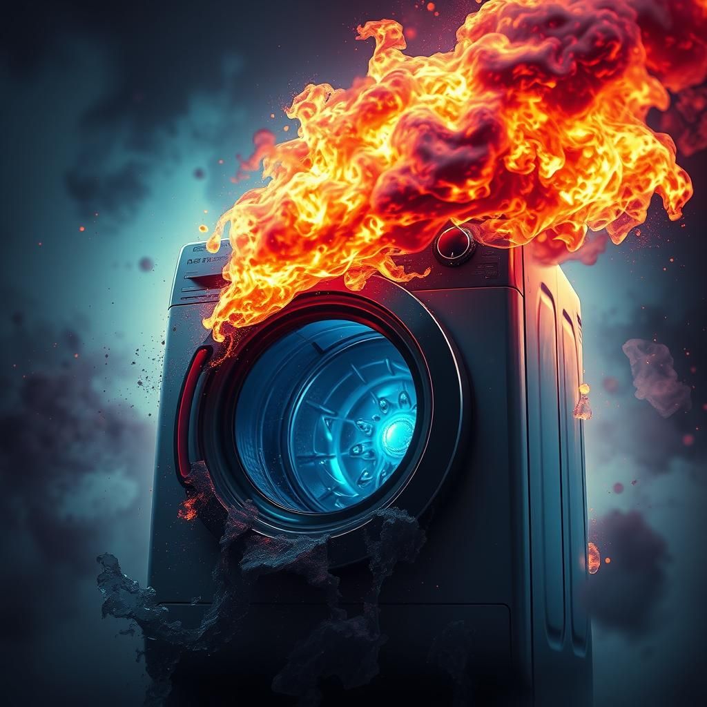 Explosive Washing Machine Inferno in Triadic Colors