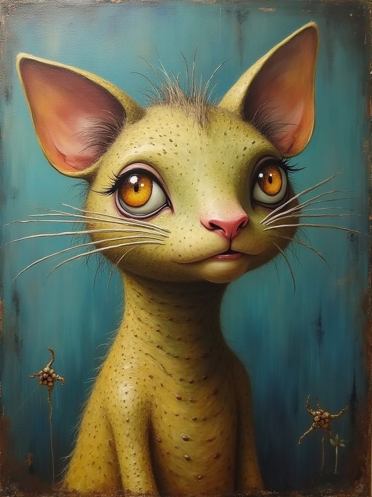 Surreal Fantasy Creature Portrait in Oil on Canvas
