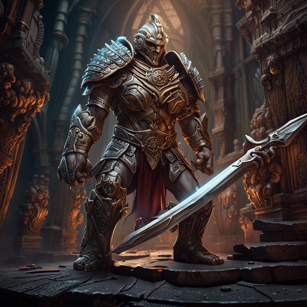 Epic Digital Werelion Warrior in Cinematic Maximalist Style