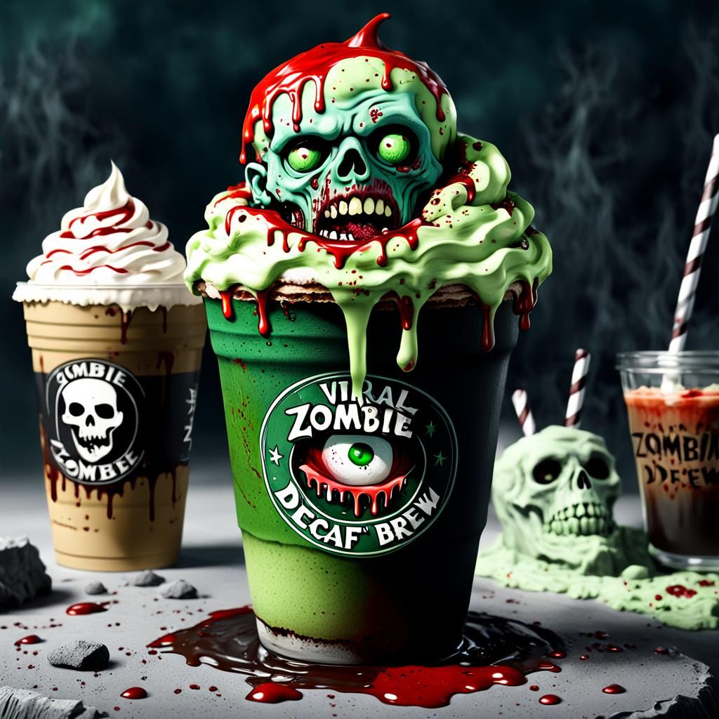 Ethereal Fantasy Scene with Zombie Barista