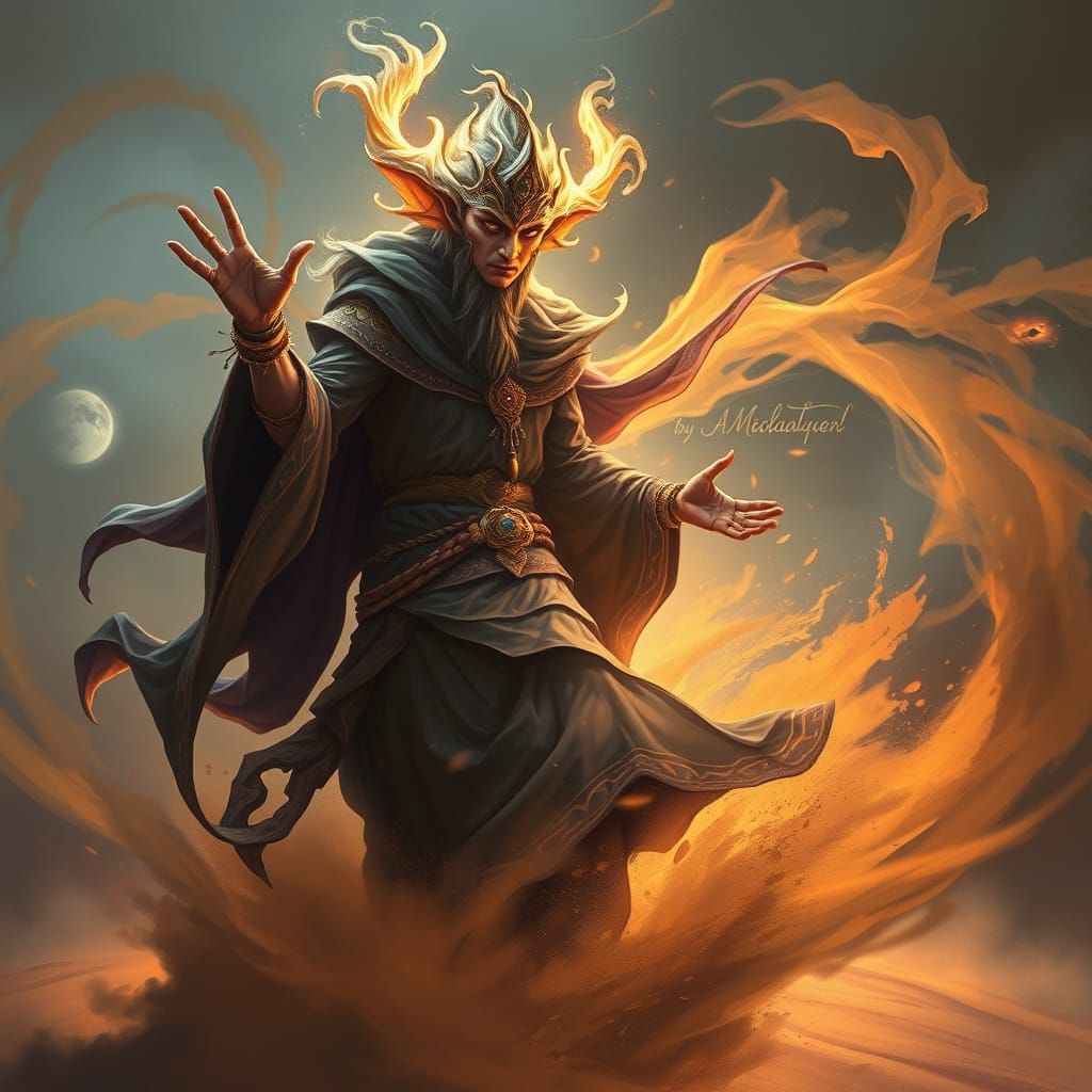 Mystical Djinn Emerges from Arabian Nights-Style Sandstorm