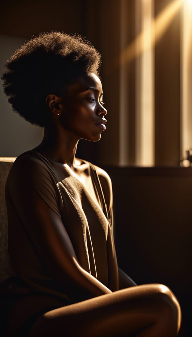 Soulful Black Woman in Serene Earth Tones