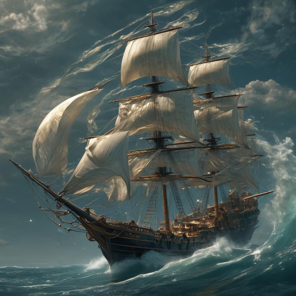 Ethereal Goddess of Ancient Winds and Cosmic Sailing