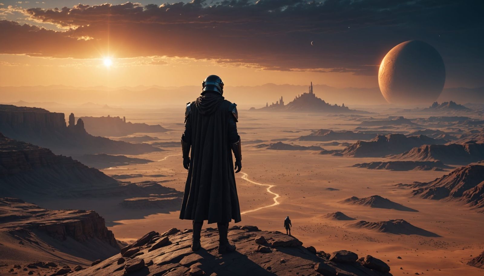 Android Overlooking Alien Desert: Digital Matte Painting