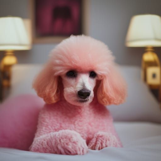 Young Pink Poodle in Warm Light