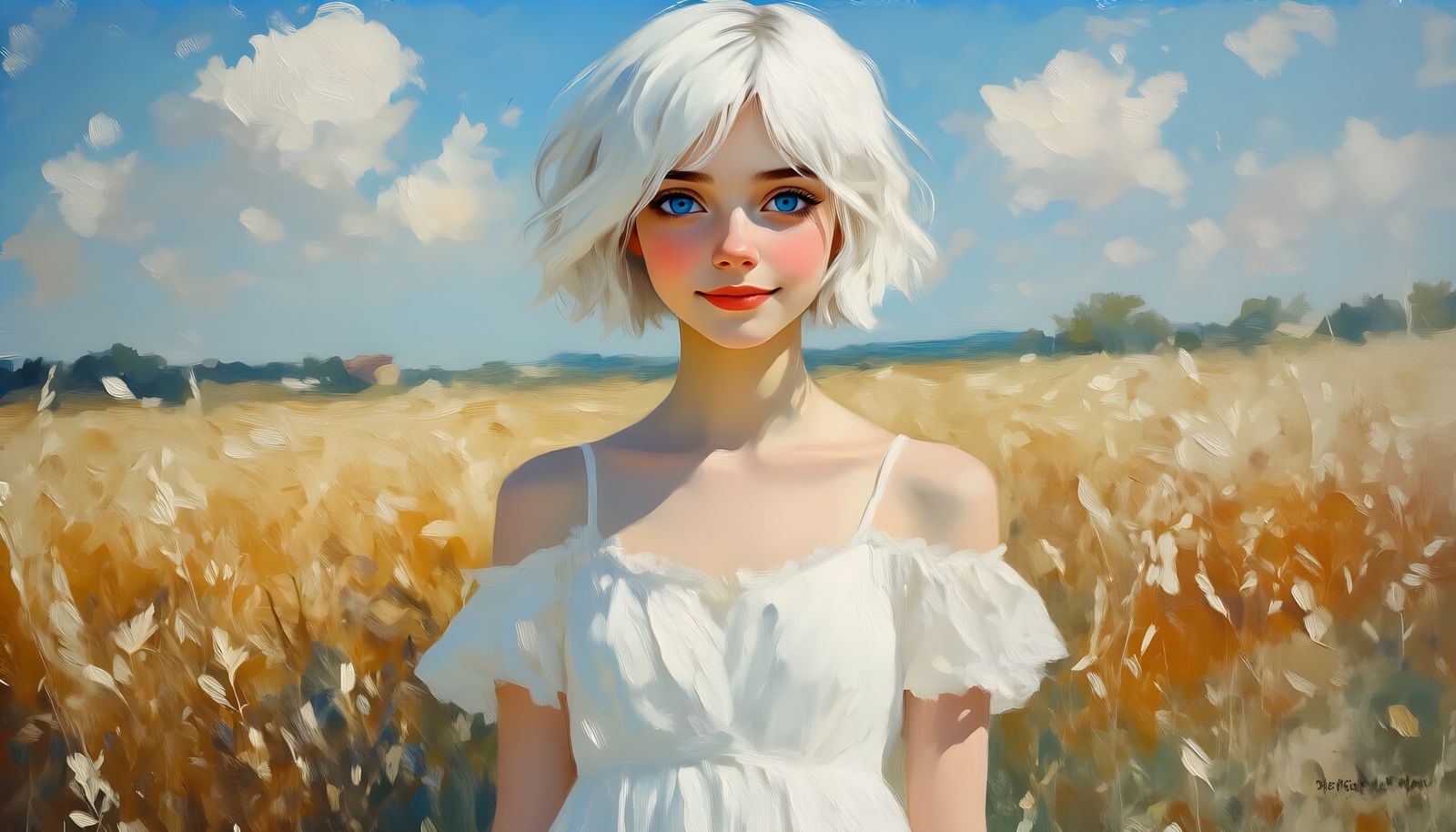 Girl Portrait with Impasto Paint Texture in Renoir Style