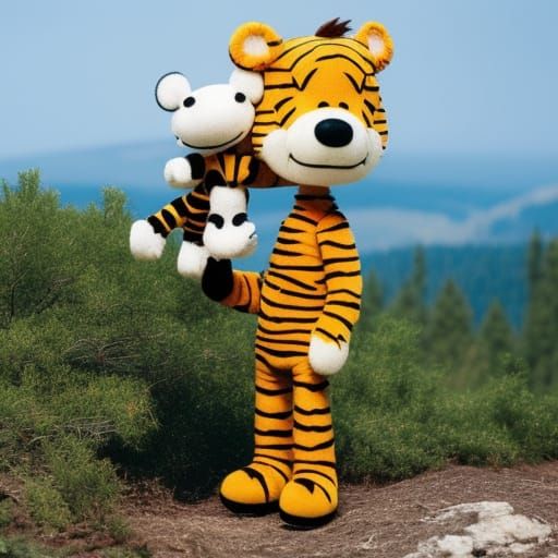 Adolescent Calvin Tenderly Carries Stuffed Animal Hobbes Thr...