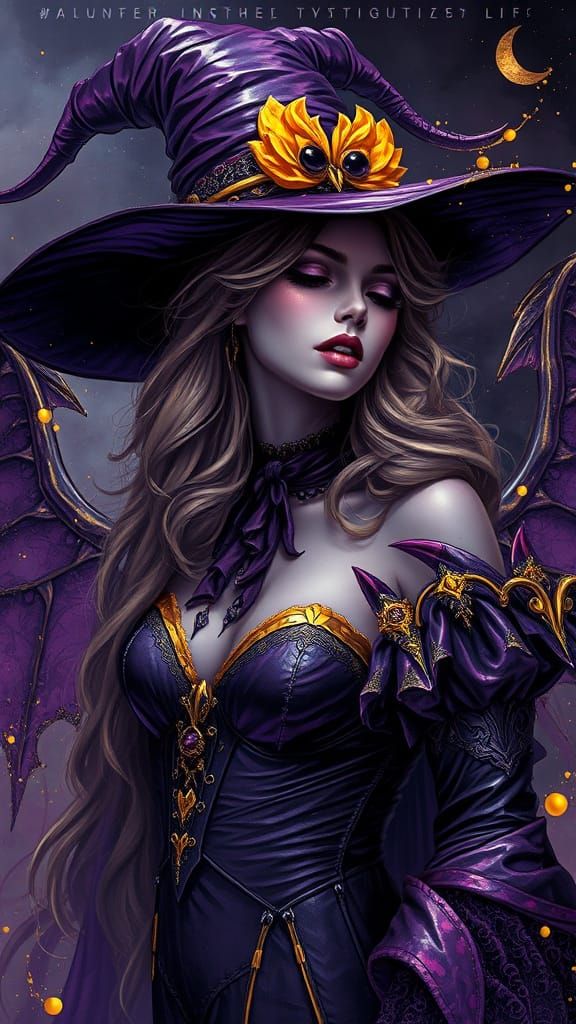 Dark Fantasy Witch in Volumetric Ink Style