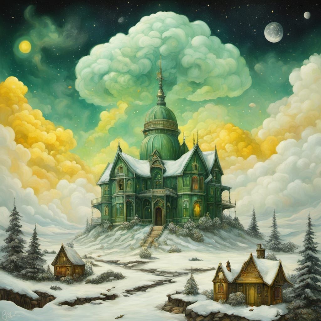 Abstract Surrealism Painting of Frostee Observatory