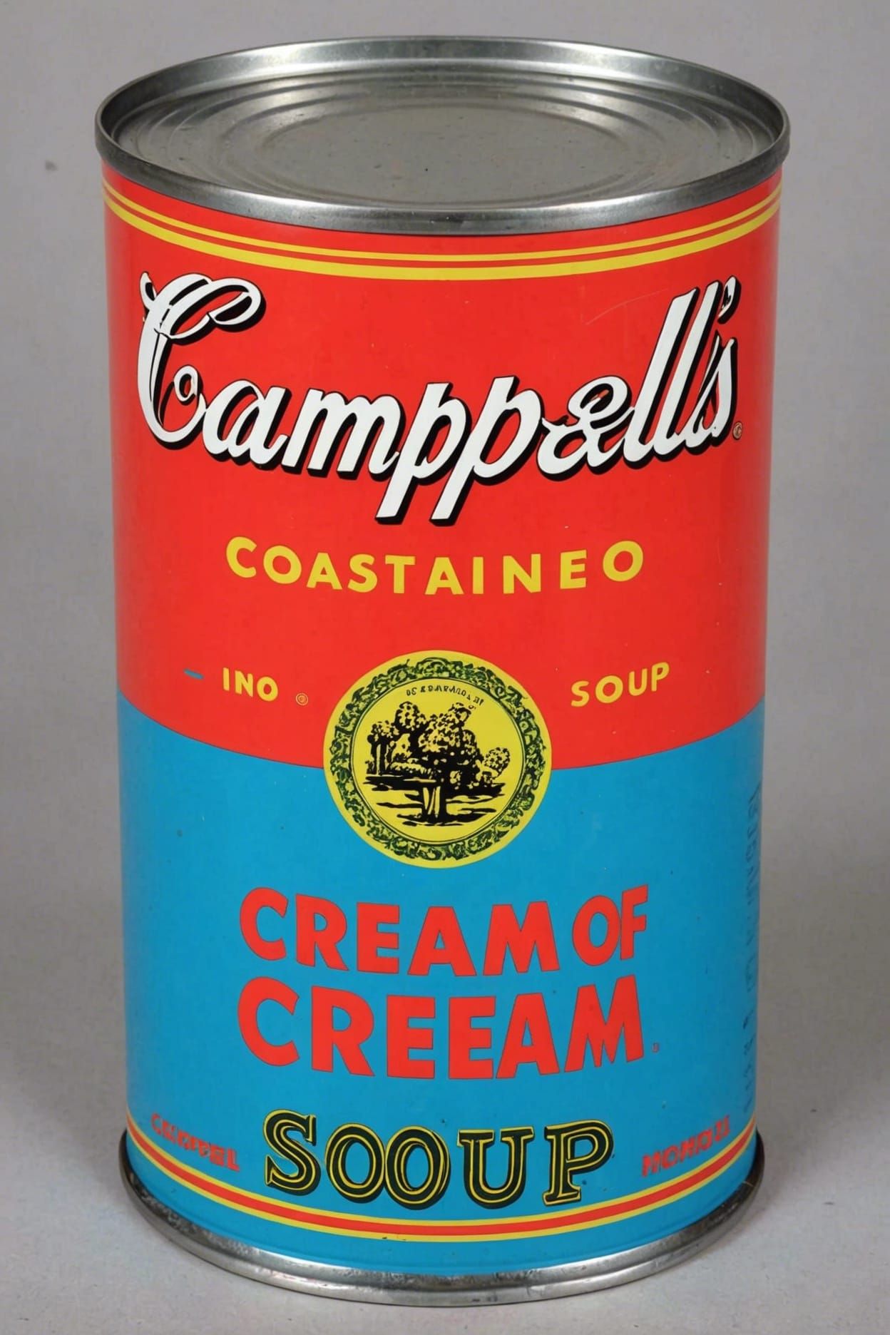 Neon Campbell's Cream of Mushroom Soup in Pop Art Style
