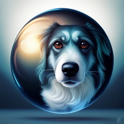 Ethereal Canine in Vibrant Bubble Form