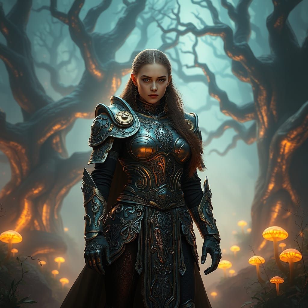 Ethereal Warrior Maiden in Ancient Realm