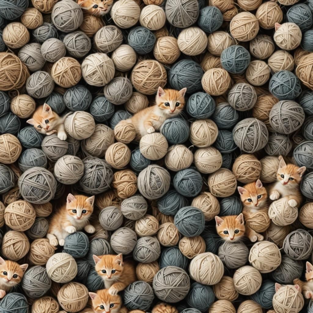 Cute Kittens Play with Cozy Balls of Wool