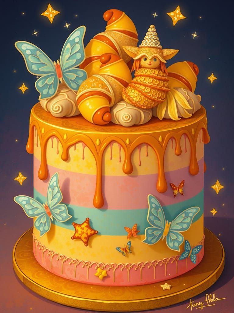 Magical Pastries in Folk Surrealist Style