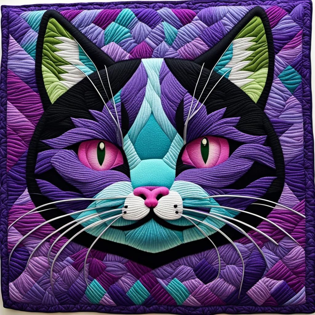 Portrait of a cat in textiles