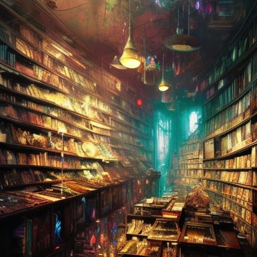 Crystal Store with Glittering Gems: Detailed Matte Painting