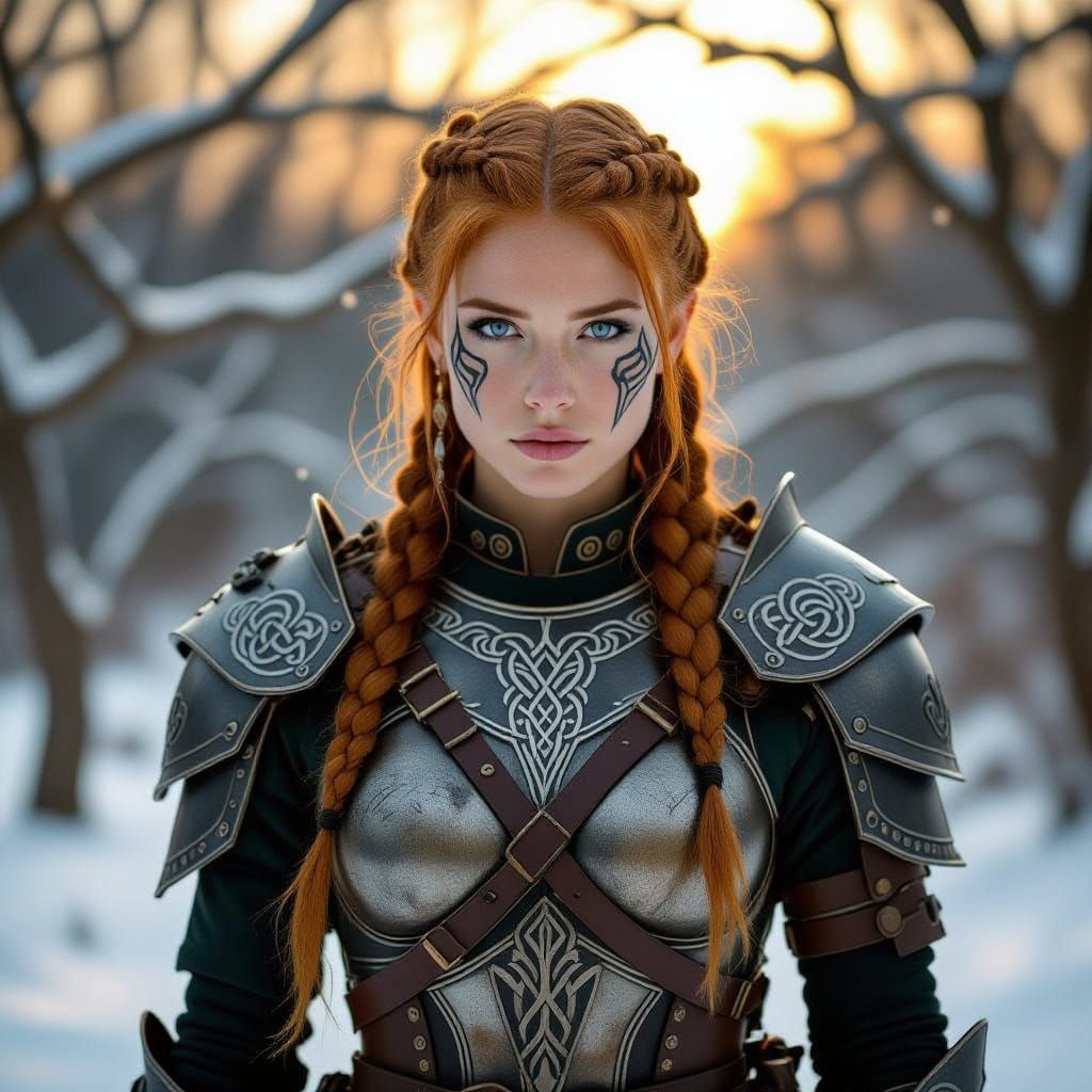 Strong Redhead Norse Warrior in Battle Armor