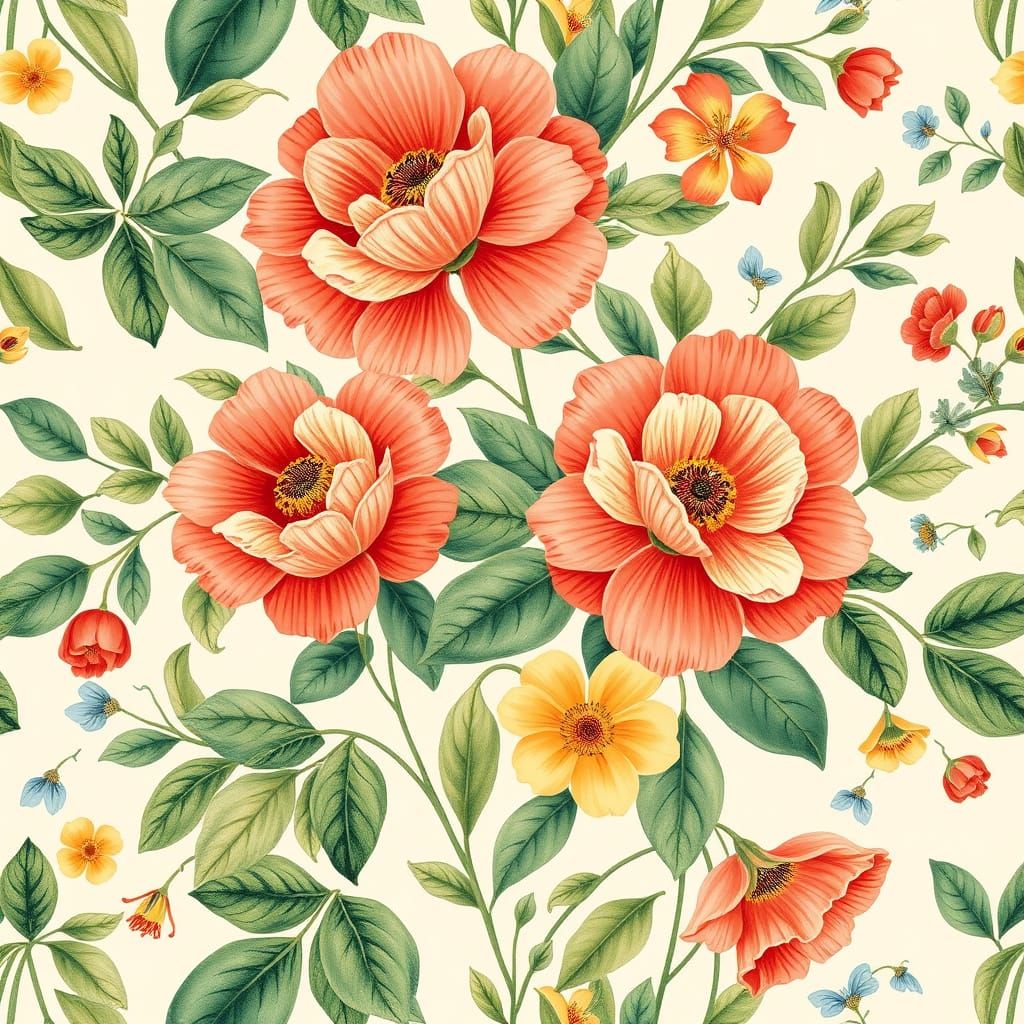 Intricate Floral Pattern in Arts and Crafts Style