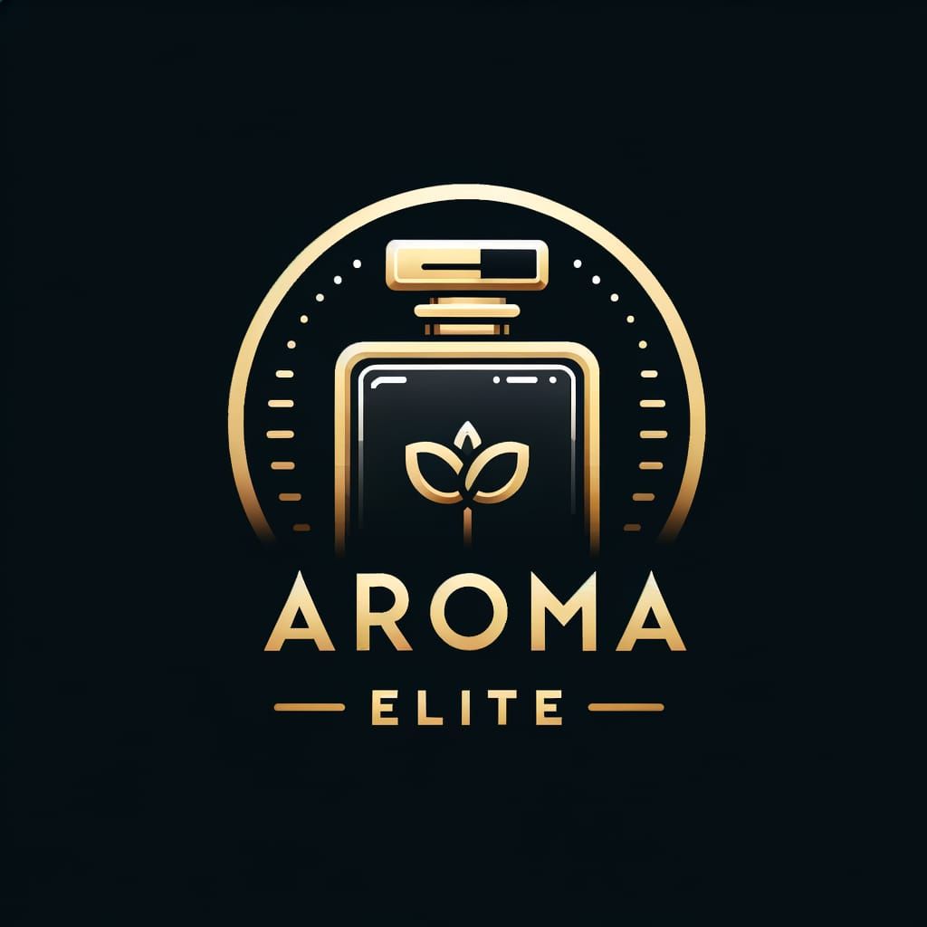 Elegant Perfume Logo in Gold, Black and White