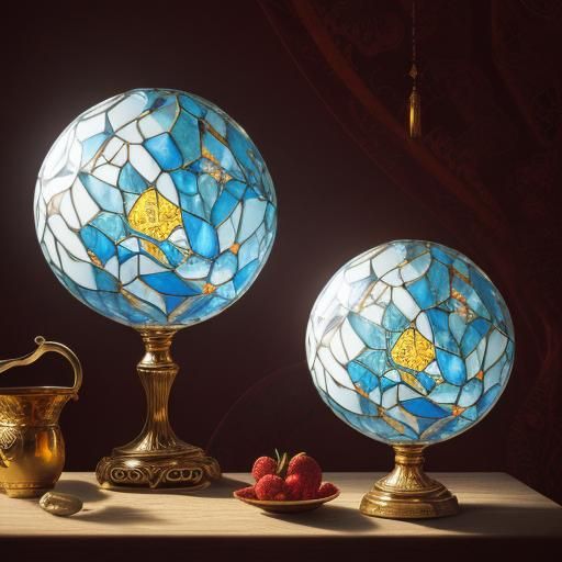 Elegant Enameled Glass Figurines in Dramatic Lighting