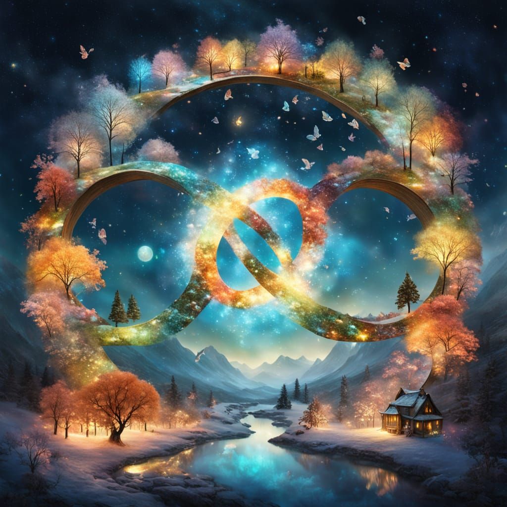 Infinity Symbol With Four Seasons Scenes