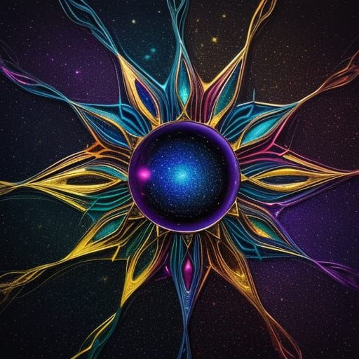 Surreal Cosmic Portals with Gold Shimmer