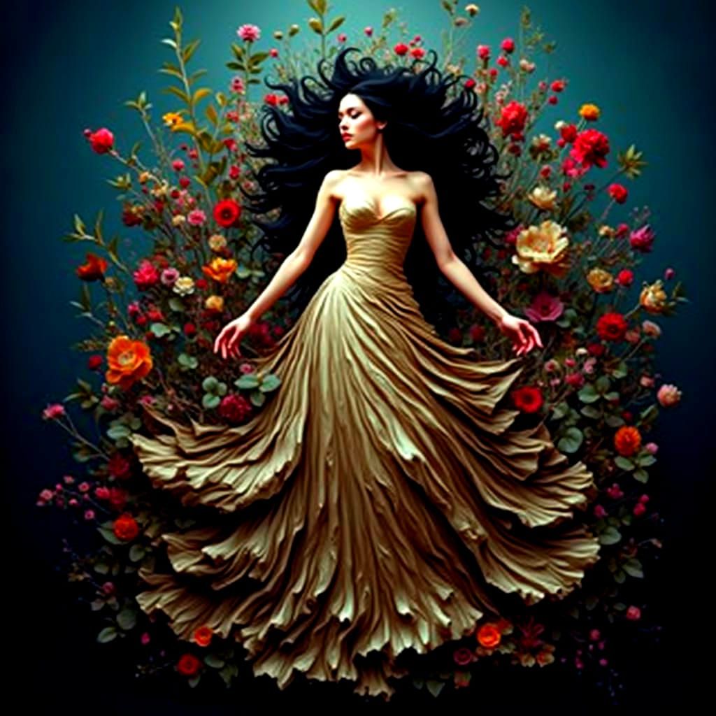 Botanical Tapestry in Hyperrealistic Style