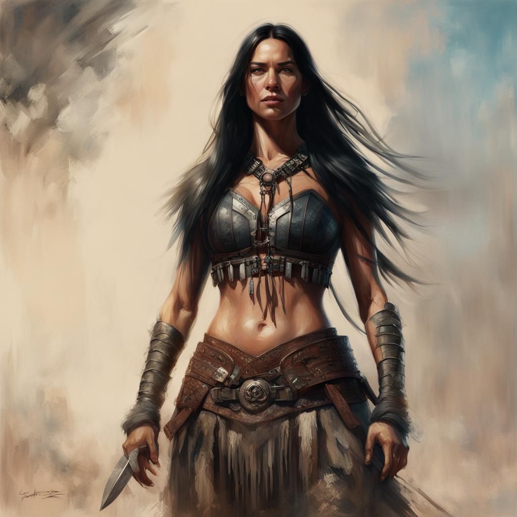 Powerful female Olivia Munn native American warrior Princess