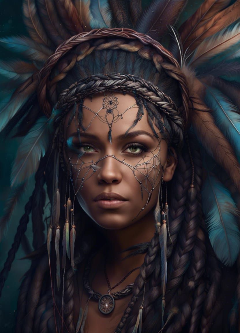 Mysterious Dreamweaver in Vibrant Fantasy Attire