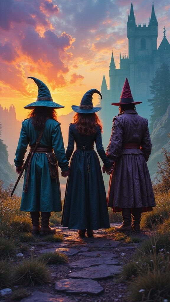 Fantasy Adventure with Wizard, Witch, and Jester