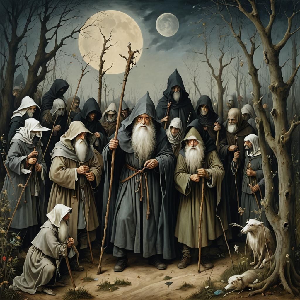 Ethereal Vision of a Grey Cloaked Sage in a Medieval Dreamwo...