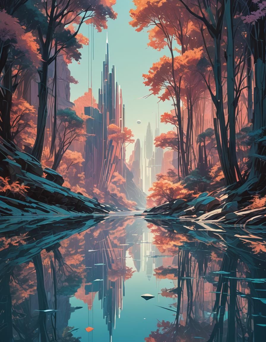 Ethereal Jedi Master Wields Water Dagger in Serene Reflectio...