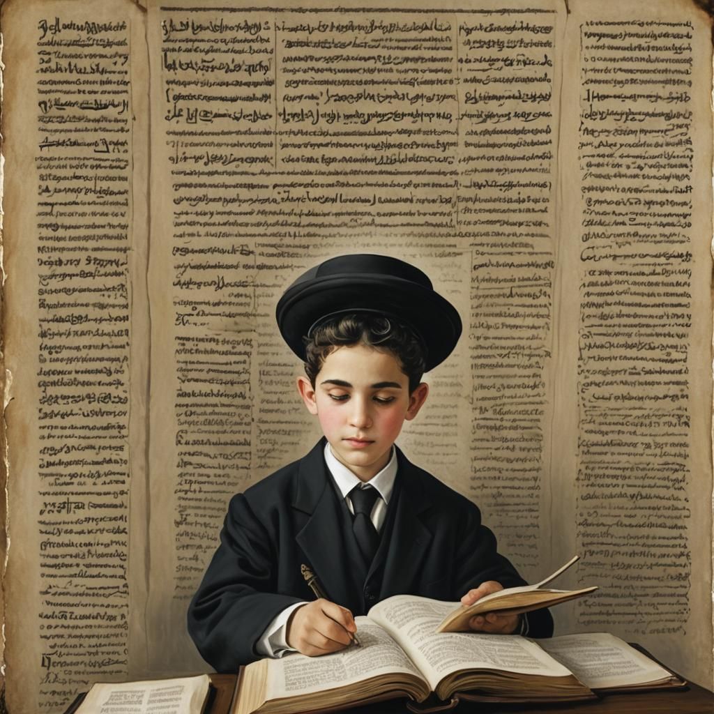 Orthodox Boy Deep in Torah Studies